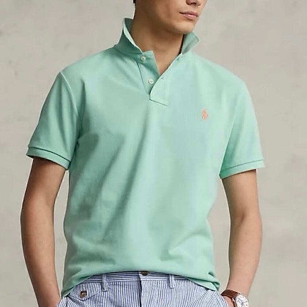 Ralph Lauren The Iconic Mesh Polo Shirt Custom Slim Celadon Size XL NWOT